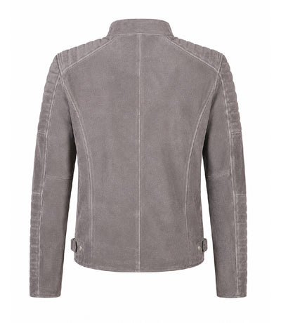 Men’s Grey Suede Biker Jacket in XS - Jacket Aura