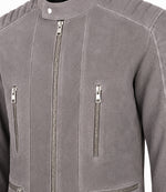 Men’s Grey Suede Biker Jacket in XS - Jacket Aura