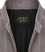 Men’s Grey Suede Biker Jacket in XS - Jacket Aura