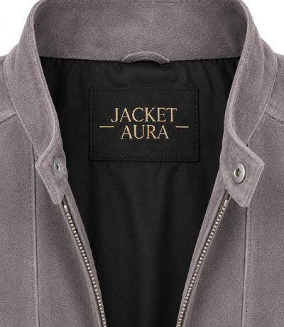 Men’s Grey Suede Biker Jacket in XS - Jacket Aura