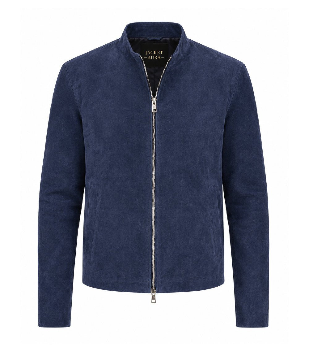 Men’s Minimal Suede Zip Jacket in XS - Jacket Aura