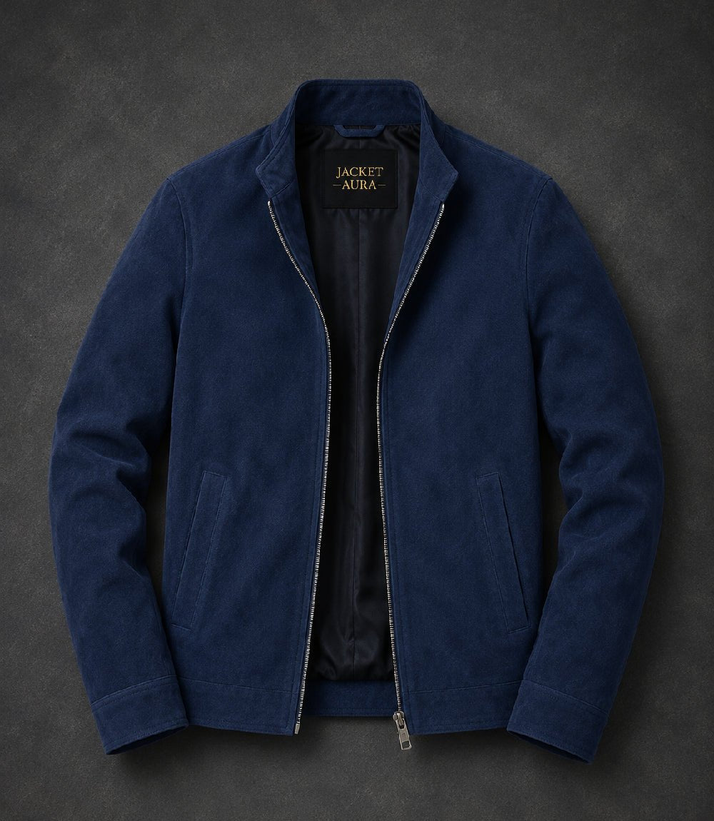 Men’s Minimal Suede Zip Jacket in XS - Jacket Aura