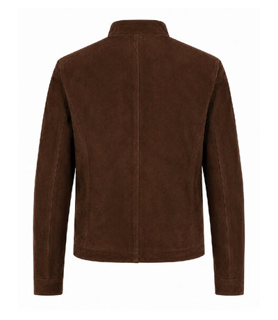 Men’s Minimal Suede Zip Jacket in XS - Jacket Aura