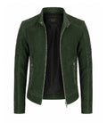 Men’s Quilted Green Suede Biker Jacket in XS - Jacket Aura