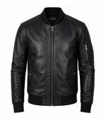 Men’s Quilted Placket Leather MA - 1 Bomber Jacket in XS - Jacket Aura