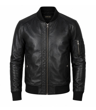 Men’s Quilted Placket Leather MA - 1 Bomber Jacket in XS - Jacket Aura