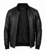 Men’s Quilted Placket Leather MA - 1 Bomber Jacket in XS - Jacket Aura