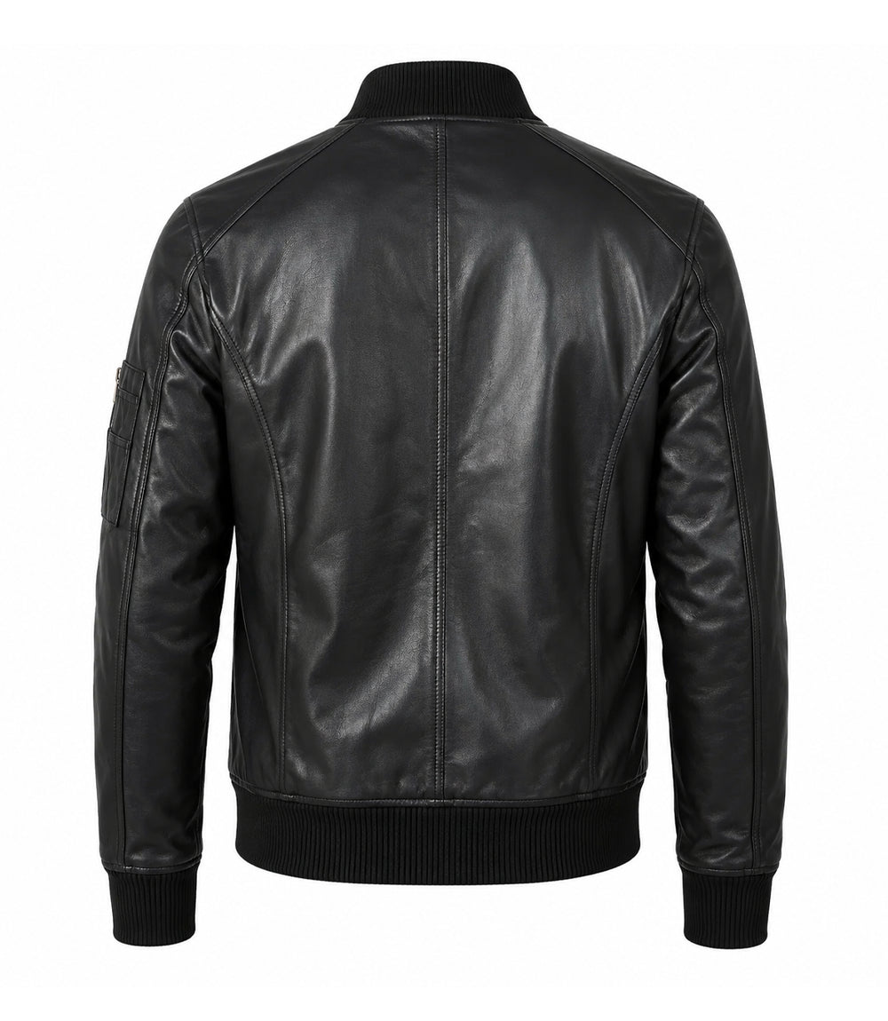 Men’s Quilted Placket Leather MA - 1 Bomber Jacket in XS - Jacket Aura