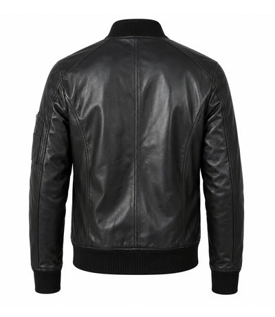 Men’s Quilted Placket Leather MA - 1 Bomber Jacket in XS - Jacket Aura