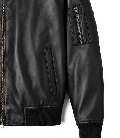 Men’s Quilted Placket Leather MA - 1 Bomber Jacket in XS - Jacket Aura