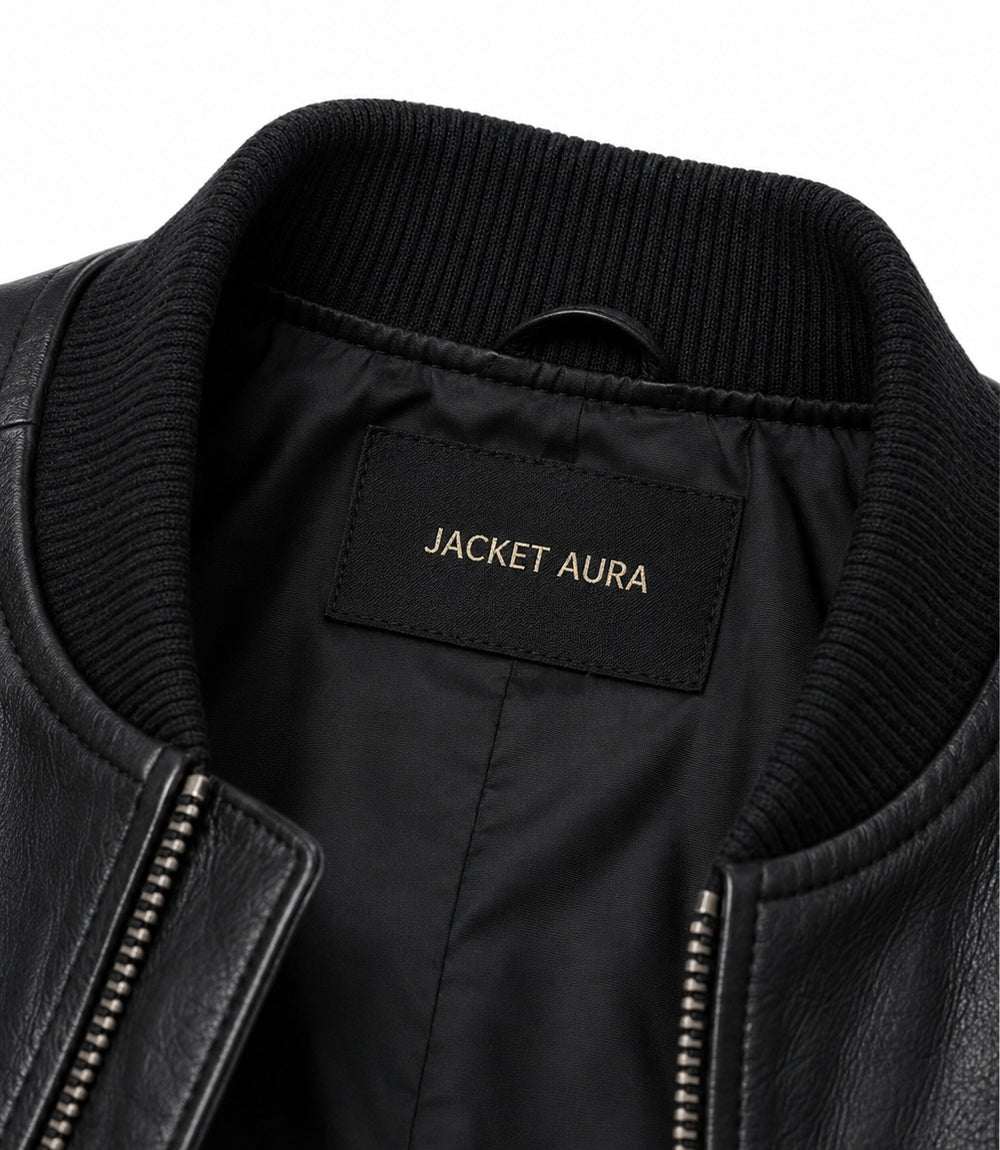 Men’s Quilted Placket Leather MA - 1 Bomber Jacket in XS - Jacket Aura