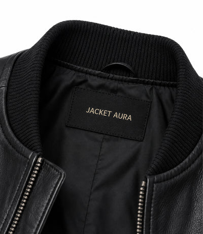 Men’s Quilted Placket Leather MA - 1 Bomber Jacket in XS - Jacket Aura