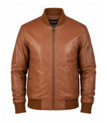 Men’s Quilted Placket Leather MA - 1 Bomber Jacket in XS - Jacket Aura