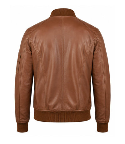 Men’s Quilted Placket Leather MA - 1 Bomber Jacket in XS - Jacket Aura