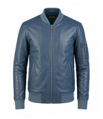 Men’s Quilted Placket Leather MA - 1 Bomber Jacket in XS - Jacket Aura