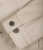 Men's Beige Leather Trucker Jacket | Jacket Aura in XS - Jacket Aura