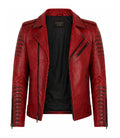 Men’s Red Quilted Leather Biker Jacket