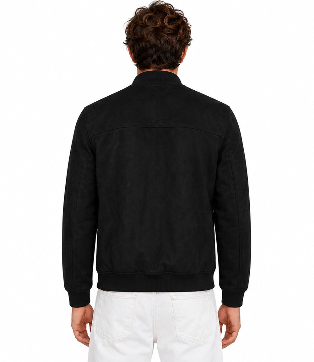 Men's Aura Black Faux Suede Jacket Back - Jacket Aura
