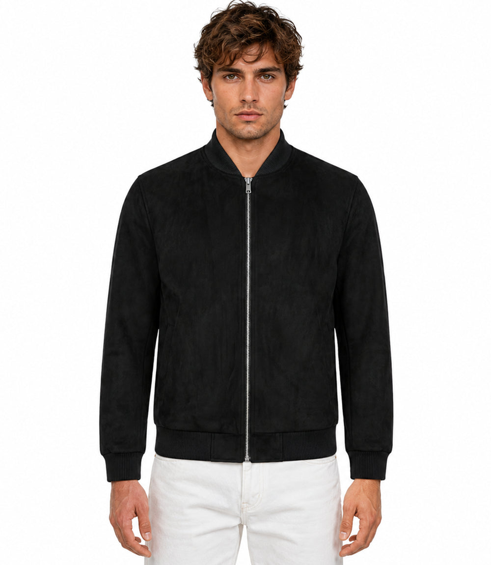 Men's Aura Black Faux Suede Jacket Model - Jacket Aura