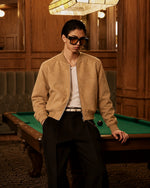 Men's Aura Camel Faux Suede Jacket - Jacket Aura