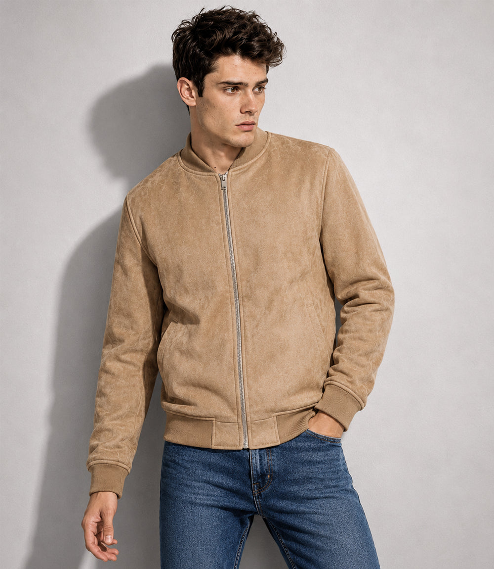 Men's Aura Camel Faux Suede Jacket - Jacket Aura