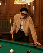 Men's Aura Camel Faux Suede Jacket Front - Jacket Aura