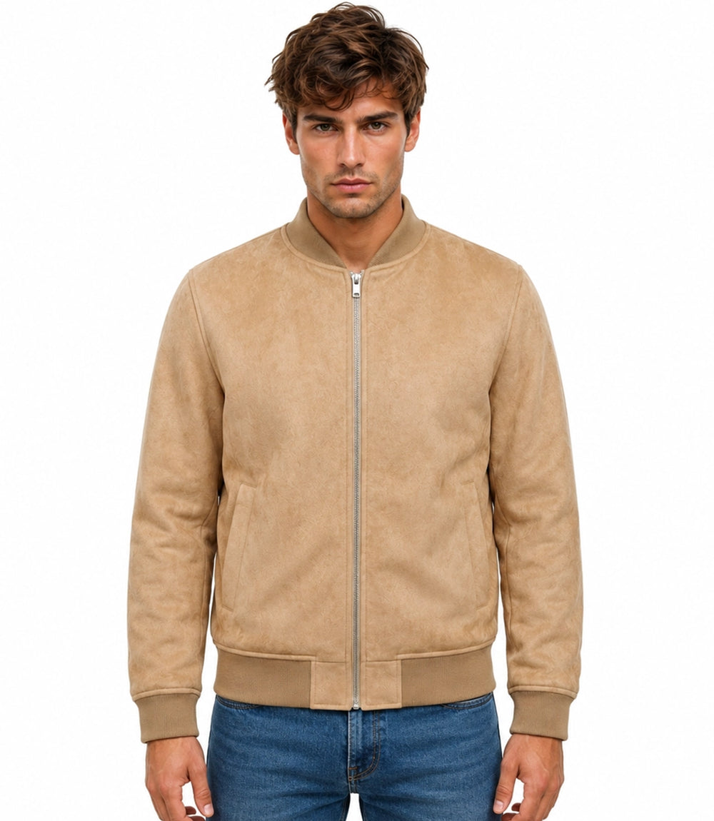 Men's Aura Camel Faux Suede Jacket Model - Jacket Aura