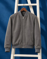 Men’s Aura Grey Faux Suede Jacket Front Side - Jacket Aura