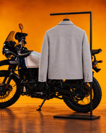 Men's Aura Light Grey Wool Blend Felt Jacket Back View - Jacket Aura