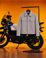 Men's Aura Light Grey Wool Blend Felt Jacket Front View - Jacket Aura