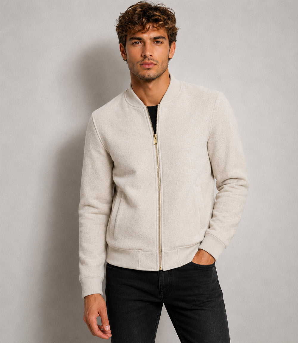 Men's Aura Off White Faux Suede Jacket - Jacket Aura