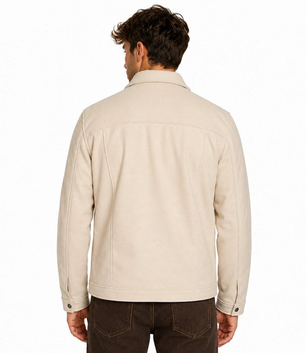 Men's Aura Off White Wool Blend Felt Back - Jacket Aura