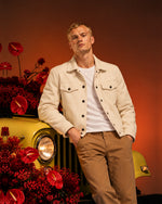 Men's Aura Off White Wool Blend Felt Jacket - Jacket Aura