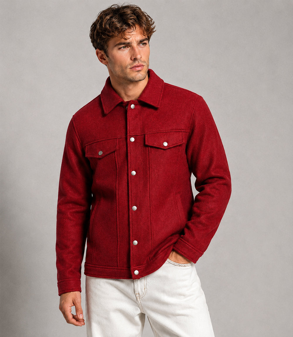 Men’s Aura Red Wool Blend Felt Jacket - Jacket Aura