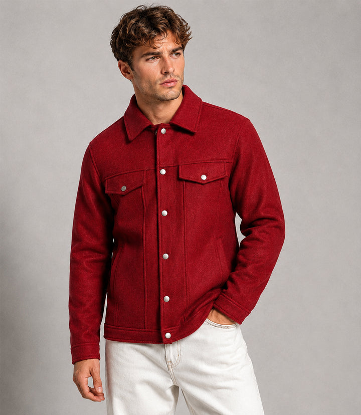 Men’s Aura Red Wool Blend Felt Jacket - Jacket Aura