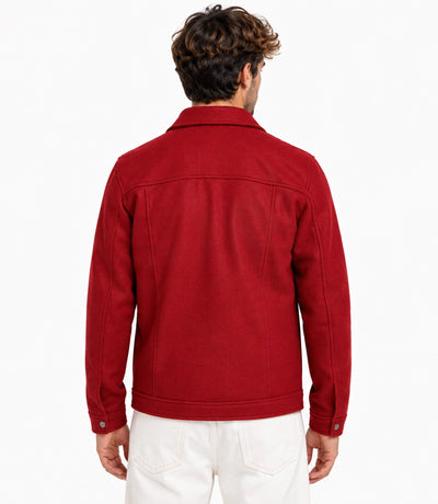 Men’s Aura Red Wool Blend Felt Jacket Back - Jacket Aura