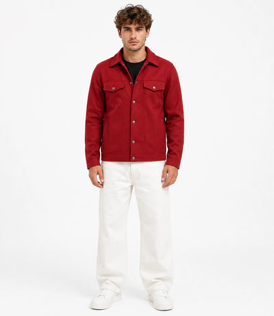 Men’s Aura Red Wool Blend Felt Jacket Front View - Jacket Aura