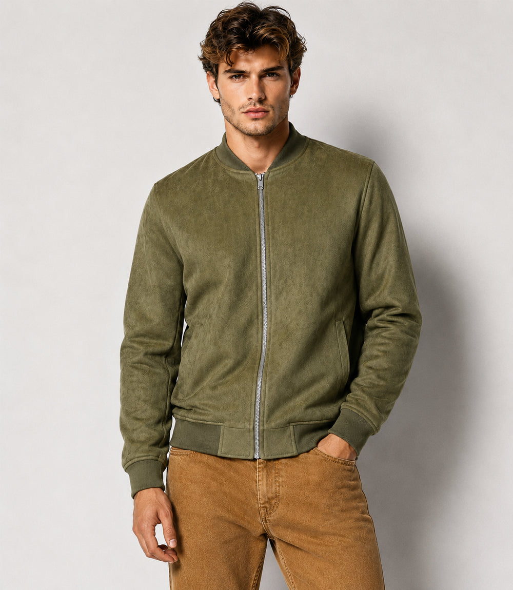 Men's Aura Sage Green Faux Suede Jacket - Jacket Aura