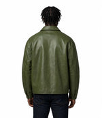 Men's Green Oversized Sheepskin Leather Jacket Back - Jacket Aura