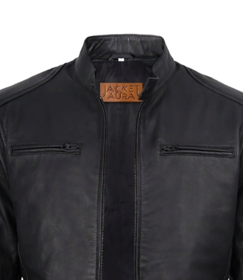 Men's Matte Black Leather Biker Jacket| Jacket Aura in XS - Jacket Aura