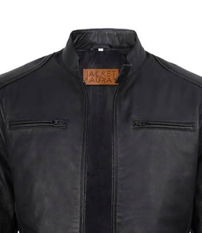 Men's Matte Black Leather Biker Jacket| Jacket Aura in XS - Jacket Aura