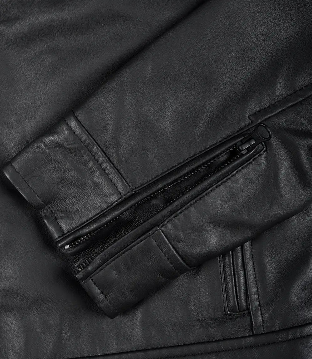 Men's Matte Black Leather Biker Jacket| Jacket Aura in XS - Jacket Aura