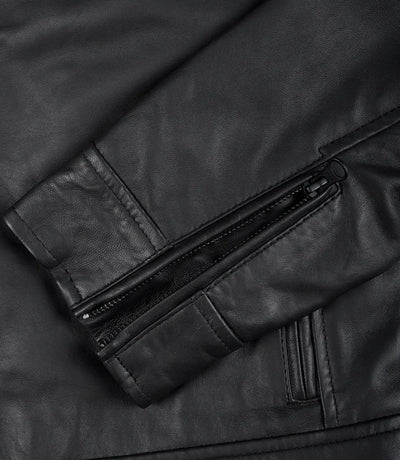 Men's Matte Black Leather Biker Jacket| Jacket Aura in XS - Jacket Aura