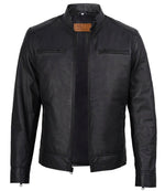 Men's Matte Black Leather Biker Jacket| Jacket Aura in XS - Jacket Aura
