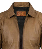 Men's Yellow Waxed Leather Harrington Jacket | Jacket Aura in XS - Jacket Aura