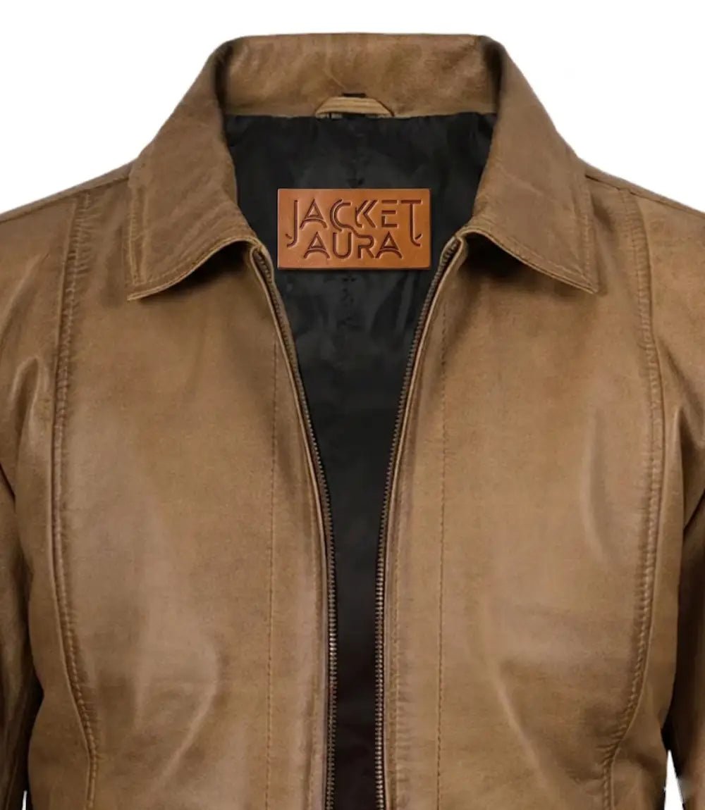 Men's Yellow Waxed Leather Harrington Jacket | Jacket Aura in XS - Jacket Aura