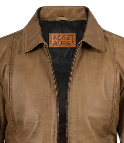 Men's Yellow Waxed Leather Harrington Jacket | Jacket Aura in XS - Jacket Aura