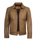 Men's Yellow Waxed Leather Harrington Jacket | Jacket Aura in XS - Jacket Aura