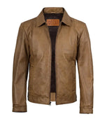 Men's Yellow Waxed Leather Harrington Jacket | Jacket Aura in XS - Jacket Aura