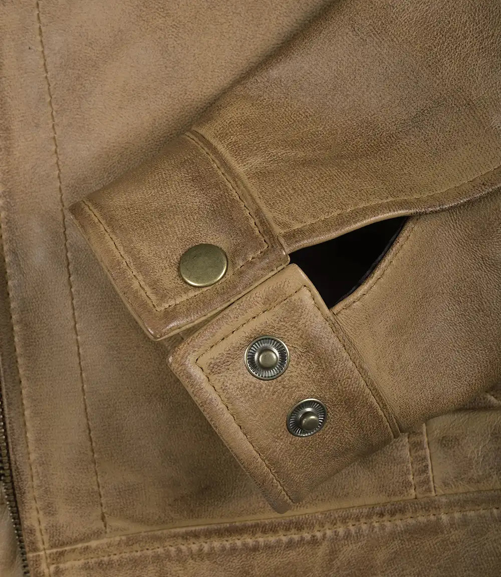 Men's Yellow Waxed Leather Harrington Jacket | Jacket Aura in XS - Jacket Aura